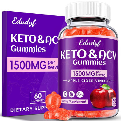 Keto ACV Gummies - 1500mg Apfelessig Gummibärchen mit Probiotika, B12 und Keto-Unterstützung, Entgiftung & Reinigung, GMO-frei & Vegan - 60 Stück