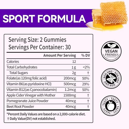 Keto ACV Gummies - 1500mg Apfelessig Gummibärchen mit Probiotika, B12 und Keto-Unterstützung, Entgiftung & Reinigung, GMO-frei & Vegan - 60 Stück