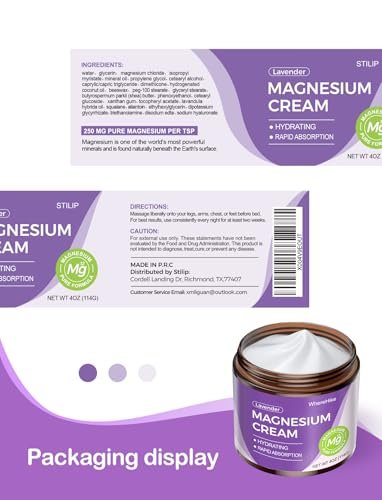 STILIP Natürliche Topische Magnesiumcreme – Magnesium Lotion für die Nachtpflege, Leichte Feuchtigkeitscreme für tiefe Hydratation – Lavendel