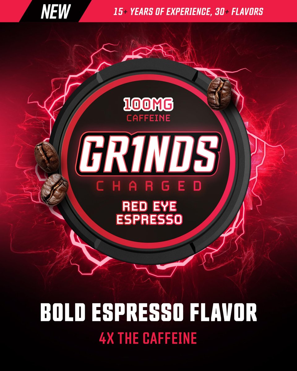 Grinds Coffee Pouches | Red Eye Espresso Geschmack | 3 Dosen | Koffeinalternative ohne Brühen | 12 Beutel pro Dose