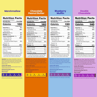 Magic Spoon Treats - 8 Proteinriegel: 2 Marshmallow, 2 Erdnussbutter-Schokolade, 2 Blaubeer-Muffin, 2 Doppelte Schokolade - Glutenfreier, zuckerfreier Snack