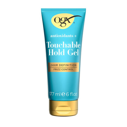 OGX Antioxidants + Touchable Hold Gel – Medium Halt, 24h Definition & Frizz Control, Anti-Humidity, Sanftes, nicht klebriges Haargel, Parabenfrei, 177 ml