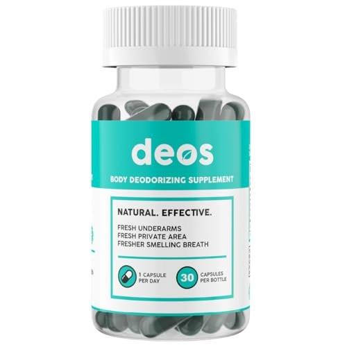 DEOS Inneres Deodorant Nahrungsergänzungsmittel – Ganzkörper-Deodorant für Darmgesundheit, Hautgesundheit, Entgiftung & Verdauung – Natürliche Geruchskontrolle mit Chlorophyll-Kapseln | 30 Kapseln