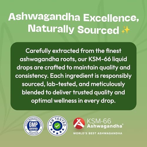 KSM-66 Ashwagandha Liquid Drops – Vegan, GMO-frei & schnell absorbierend – Ashwagandha-Präparat für tägliches Wohlbefinden – Fördert Fokus und Klarheit – Unterstützt tägliche Vitalität (Mixed Berry, 60 ml)
