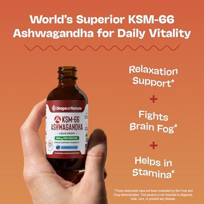 KSM-66 Ashwagandha Liquid Drops – Vegan, GMO-frei & schnell absorbierend – Ashwagandha-Präparat für tägliches Wohlbefinden – Fördert Fokus und Klarheit – Unterstützt tägliche Vitalität (Mixed Berry, 60 ml)