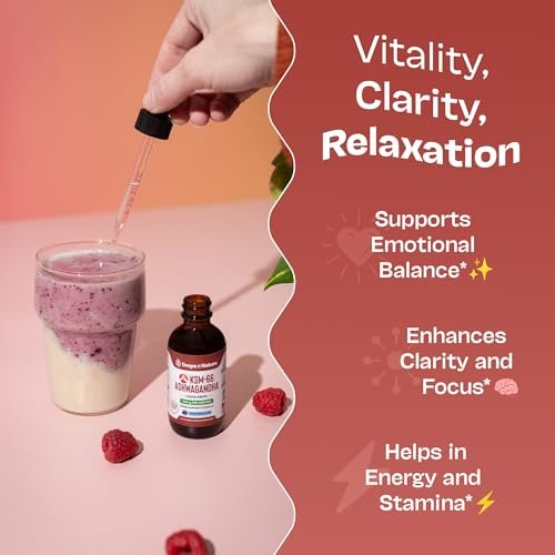 KSM-66 Ashwagandha Liquid Drops – Vegan, GMO-frei & schnell absorbierend – Ashwagandha-Präparat für tägliches Wohlbefinden – Fördert Fokus und Klarheit – Unterstützt tägliche Vitalität (Mixed Berry, 60 ml)