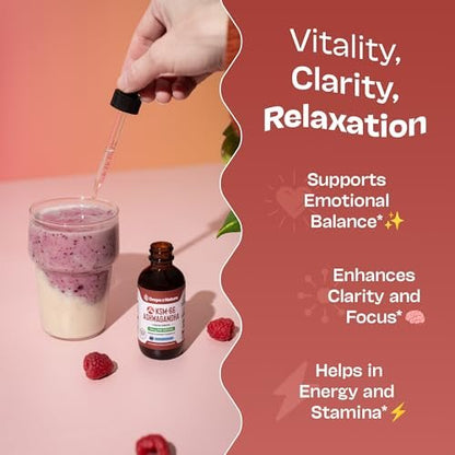 KSM-66 Ashwagandha Liquid Drops – Vegan, GMO-frei & schnell absorbierend – Ashwagandha-Präparat für tägliches Wohlbefinden – Fördert Fokus und Klarheit – Unterstützt tägliche Vitalität (Mixed Berry, 60 ml)