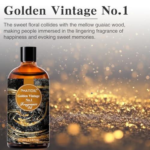 PHATOIL Golden Vintage No.1 Duftöl für Aromatherapie, 100 ml – Ätherisches Öl für Diffuser, Luftbefeuchter, Yoga, DIY Kerzen- und Seifenherstellung