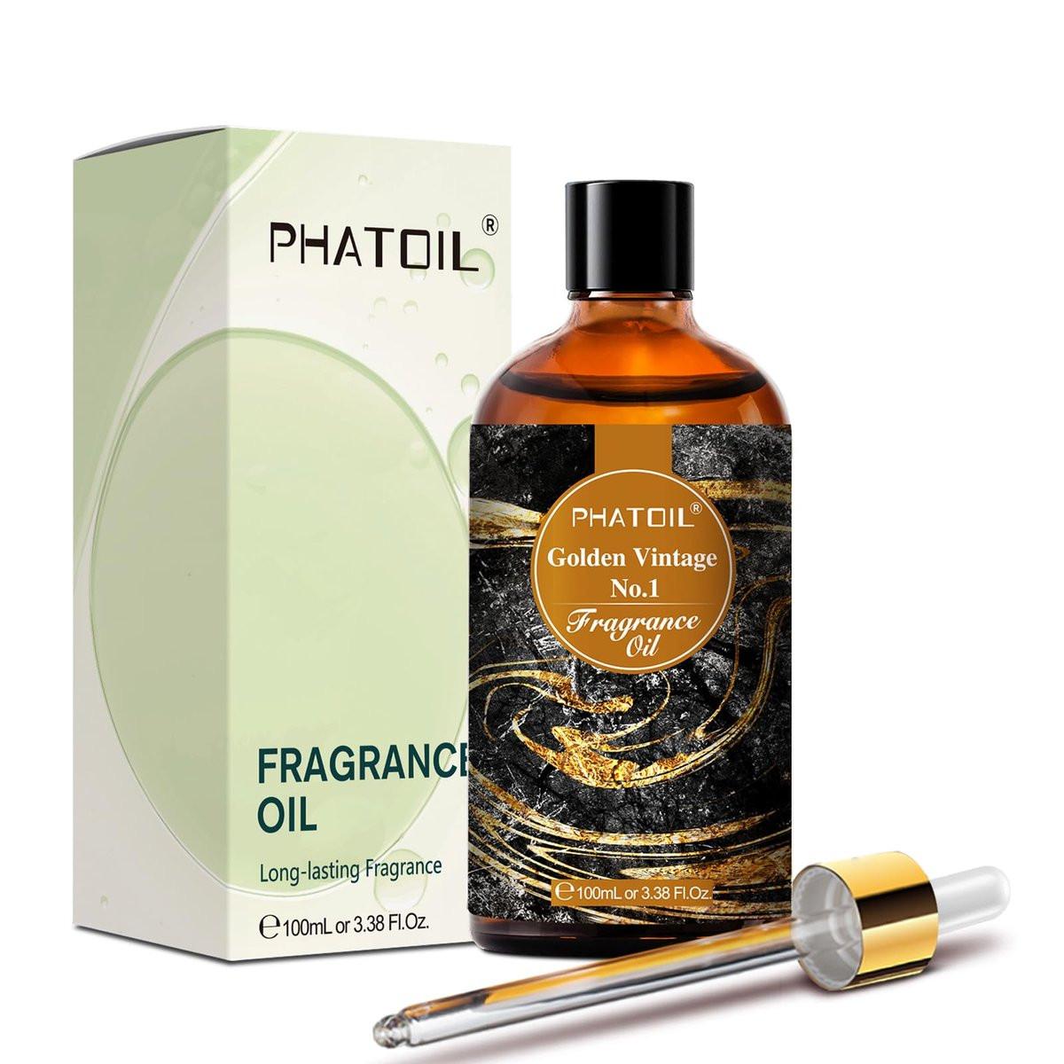 PHATOIL Golden Vintage No.1 Duftöl für Aromatherapie, 100 ml – Ätherisches Öl für Diffuser, Luftbefeuchter, Yoga, DIY Kerzen- und Seifenherstellung