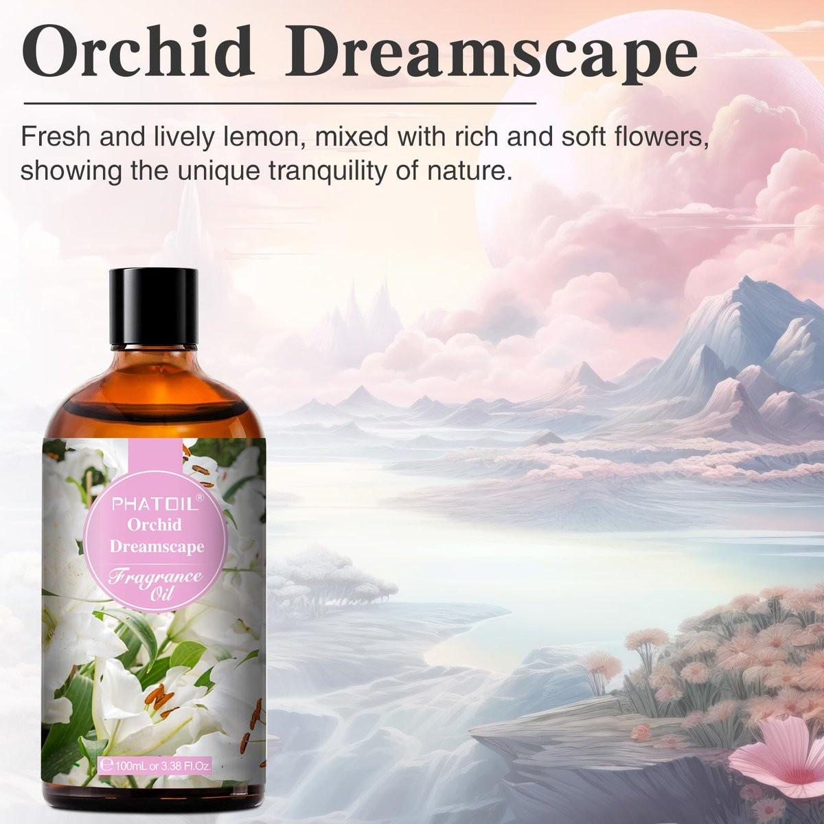 PHATOIL Orchid Dreamscape Duftöl für Aromatherapie, 100 ml - Diffusoröl für Zuhause, ideal für Aromatherapie, Luftbefeuchter, Yoga, DIY Kerzen- und Seifenherstellung