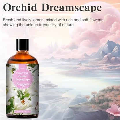 PHATOIL Orchid Dreamscape Duftöl für Aromatherapie, 100 ml - Diffusoröl für Zuhause, ideal für Aromatherapie, Luftbefeuchter, Yoga, DIY Kerzen- und Seifenherstellung
