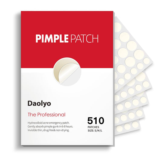 Daolyo Pimple Patches für das Gesicht - 3 Größen, 510 Stück Hydrokolloid-Akne-Pflaster zur Abdeckung von Pickeln und Unreinheiten, Spot-Sticker mit Salicylsäure, Teebaumöl und Ringelblumenöl (8 mm, 10 mm, 12 mm)
