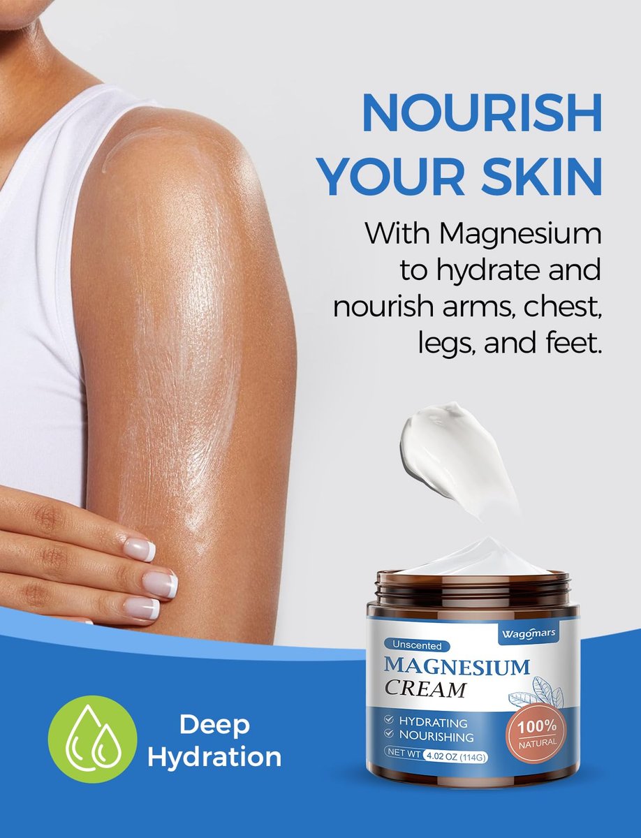 Wagomars Magnesium Creme – Natürliche Magnesium Lotion mit Sheabutter & Kokosöl – Schnell einziehend, leicht – Tiefenwirksame Feuchtigkeit für alle Hauttypen – Für Kinder geeignet (Ungeduftet)