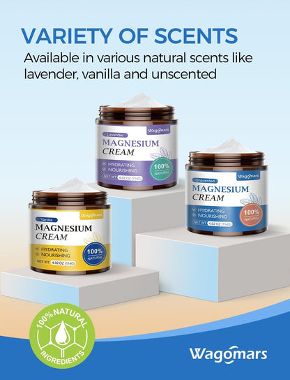 Wagomars Magnesium Creme – Natürliche Magnesium Lotion mit Sheabutter & Kokosöl – Schnell einziehend, leicht – Tiefenwirksame Feuchtigkeit für alle Hauttypen – Für Kinder geeignet (Ungeduftet)