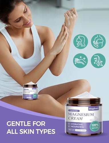 Wagomars Magnesium Creme – Natürliche Magnesium Lotion mit Sheabutter & Kokosöl – Schnell einziehend, leicht – Tiefenhydratation für alle Hauttypen – Geeignet für Kinder (Lavendel)