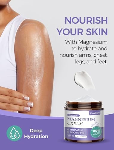 Wagomars Magnesium Creme – Natürliche Magnesium Lotion mit Sheabutter & Kokosöl – Schnell einziehend, leicht – Tiefenhydratation für alle Hauttypen – Geeignet für Kinder (Lavendel)