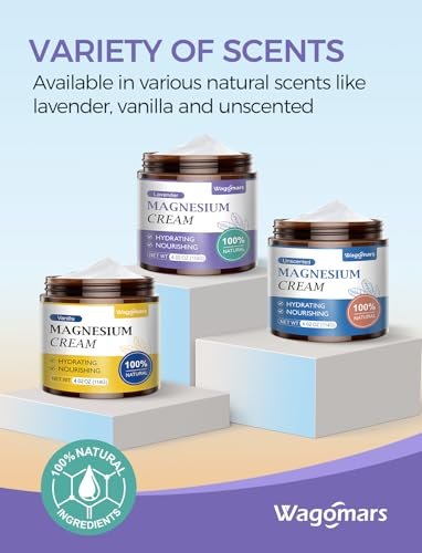 Wagomars Magnesium Creme – Natürliche Magnesium Lotion mit Sheabutter & Kokosöl – Schnell einziehend, leicht – Tiefenhydratation für alle Hauttypen – Geeignet für Kinder (Lavendel)