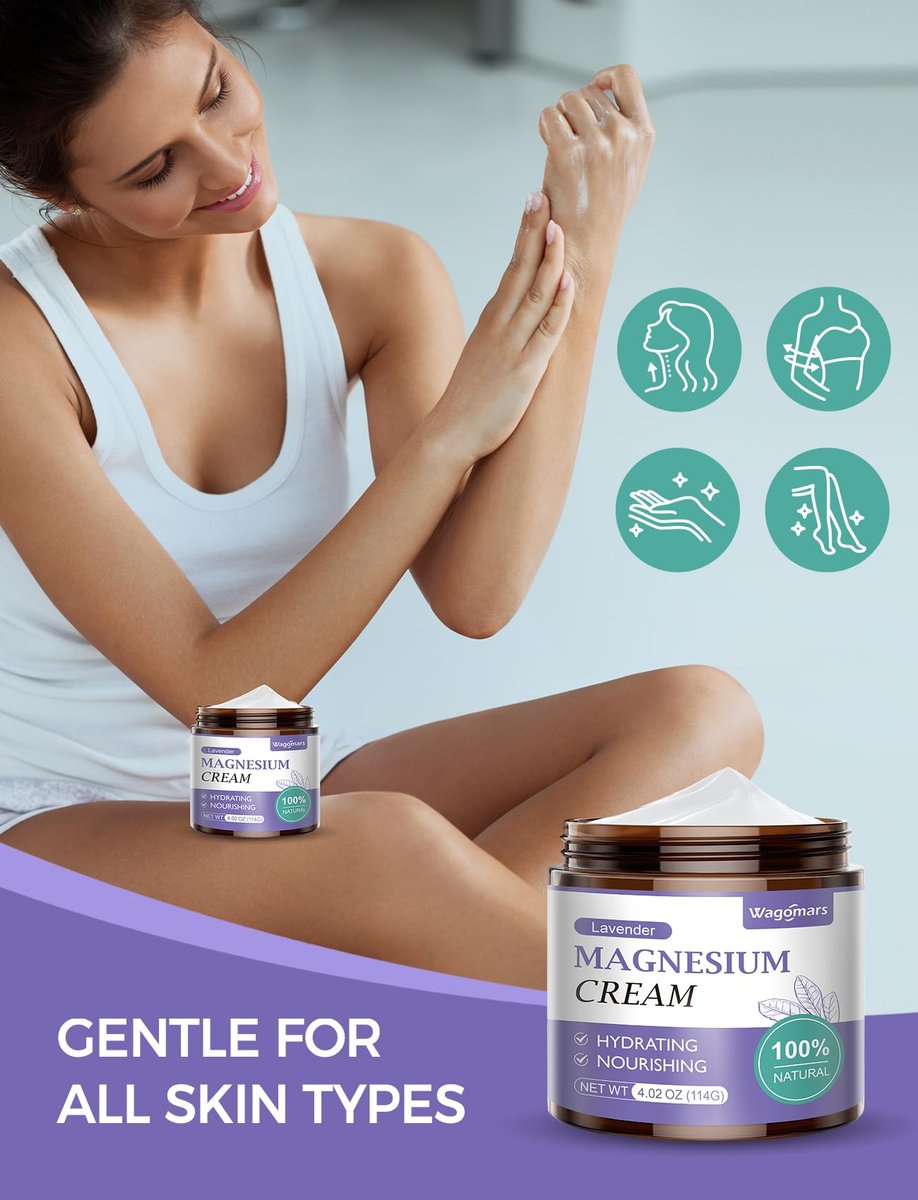 Wagomars Magnesium Creme – Natürliche Magnesium Lotion mit Sheabutter & Kokosöl – Schnell einziehend, leicht – Tiefenhydratation für alle Hauttypen – Geeignet für Kinder (Lavendel)