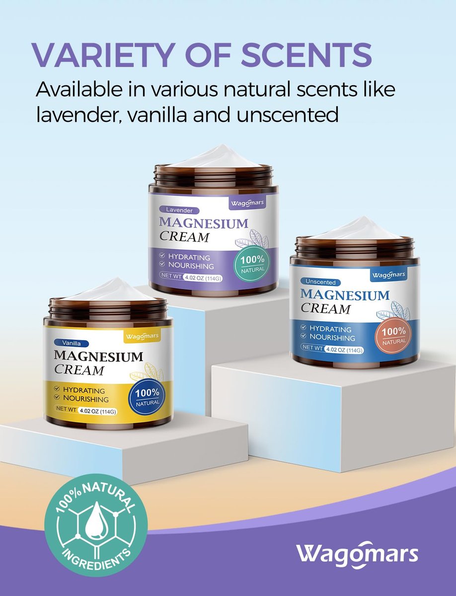Wagomars Magnesium Creme – Natürliche Magnesium Lotion mit Sheabutter & Kokosöl – Schnell einziehend, leicht – Tiefenhydratation für alle Hauttypen – Geeignet für Kinder (Lavendel)