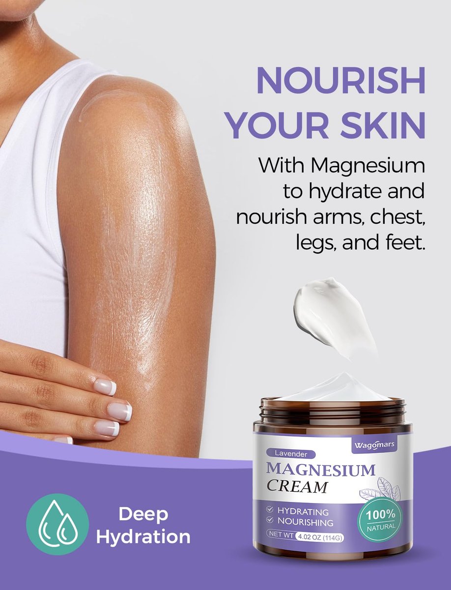 Wagomars Magnesium Creme – Natürliche Magnesium Lotion mit Sheabutter & Kokosöl – Schnell einziehend, leicht – Tiefenhydratation für alle Hauttypen – Geeignet für Kinder (Lavendel)