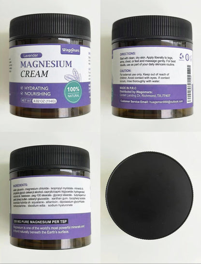 Wagomars Magnesium Creme – Natürliche Magnesium Lotion mit Sheabutter & Kokosöl – Schnell einziehend, leicht – Tiefenhydratation für alle Hauttypen – Geeignet für Kinder (Lavendel)