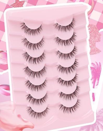 Adious AD22 Natürliche Wimpern – Kurze, wispy falsche Wimpern mit unsichtbarem Band für einen natürlichen Look