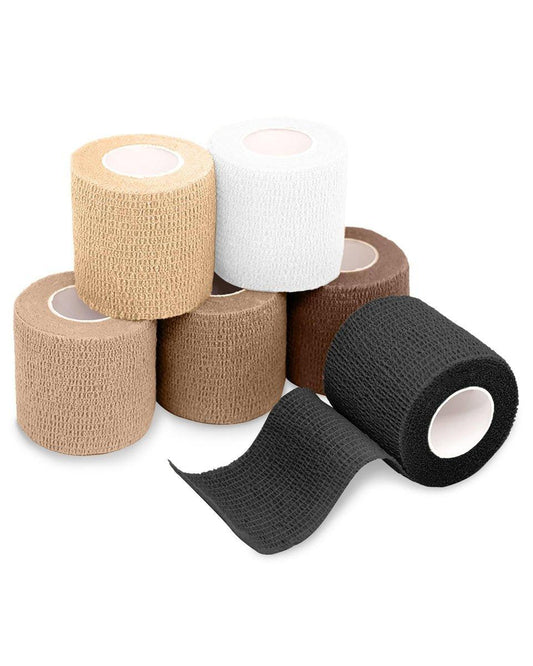 FriCARE Selbstklebender Verbandswickel, medizinisches Tape für Erste-Hilfe-Set, Kohäsivbinden für Wunden, Sport, Tierarzt, 2 Zoll x 5 Yards, 6 Rollen, Classic