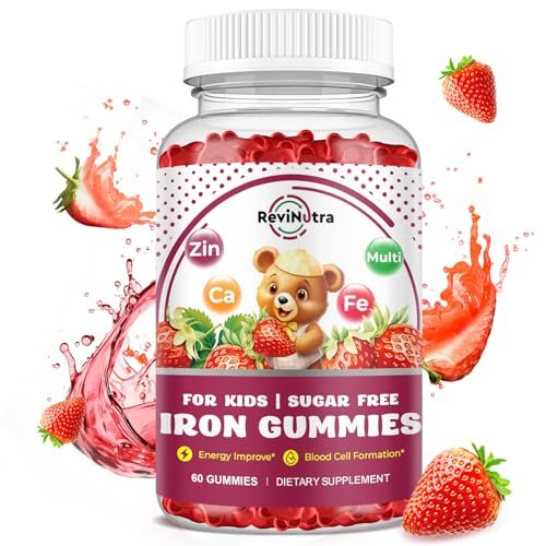 Eisen-Gummibärchen für Kinder mit Calcium, Zink – Multivitamin mit Eisen, Immununterstützung, Blutbildung & Energie – Vegan, 60 Stück