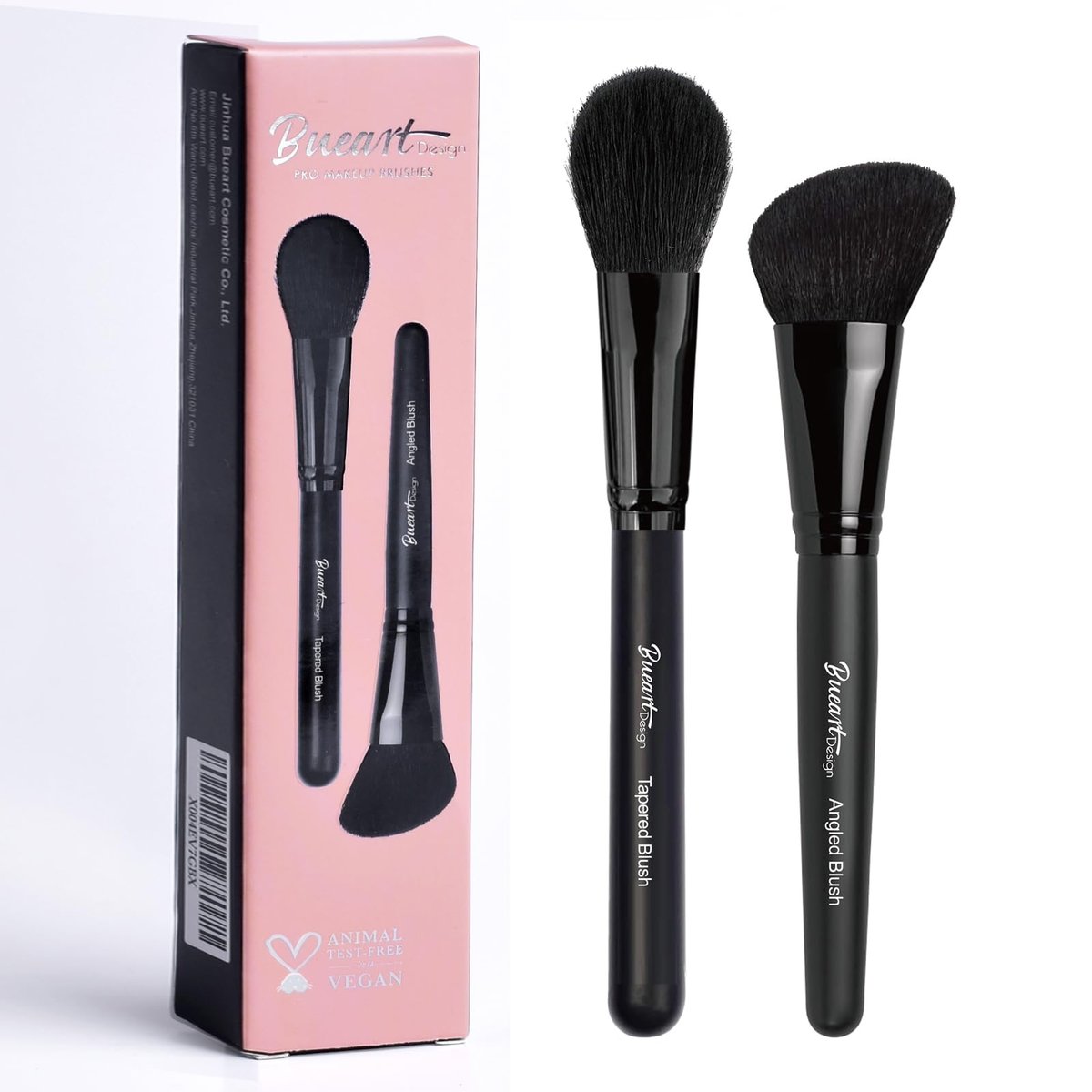 Bueart Design Pinsel-Set: Tapered Blush Brush & Angled Blush Brush für präzises Contouring, Highlighter, Flüssig-Rouge, Bronzer & Mineralpuder – weiche, dichte Borsten, vegan & tierversuchsfrei (M13)