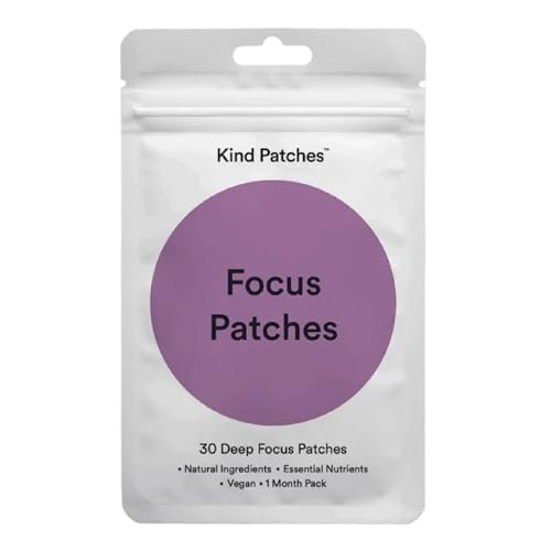 Kind Patches Focus Patches – Mentale Klarheit & kognitive Leistungsfähigkeit – Steigern Sie Ihre Produktivität mit Omega 3, Löwenmähne, L-Theanin, Ginseng – 30 Stück