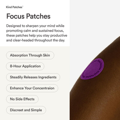 Kind Patches Focus Patches – Mentale Klarheit & kognitive Leistungsfähigkeit – Steigern Sie Ihre Produktivität mit Omega 3, Löwenmähne, L-Theanin, Ginseng – 30 Stück