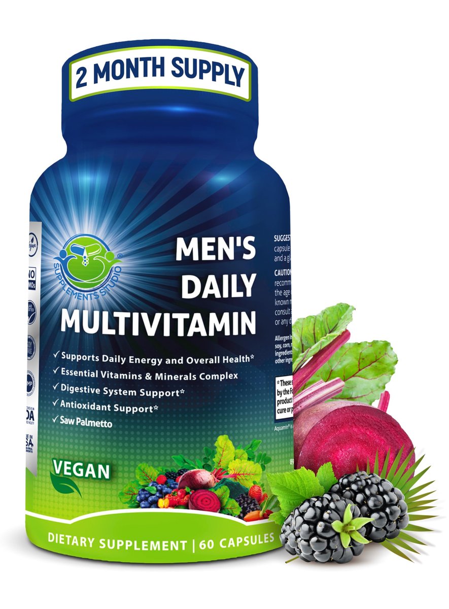 Tägliches Multivitamin für Männer – Veganes, methyliertes Multivitamin mit Sägepalme, Biotin, Bio-Superfoods, Probiotika & Enzymen – Unterstützung für Energie, Darm & optimale Gesundheit – Leicht zu schluckende Kapseln