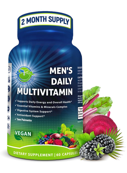 Tägliches Multivitamin für Männer – Veganes, methyliertes Multivitamin mit Sägepalme, Biotin, Bio-Superfoods, Probiotika & Enzymen – Unterstützung für Energie, Darm & optimale Gesundheit – Leicht zu schluckende Kapseln