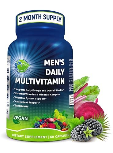 Tägliches Multivitamin für Männer – Veganes, methyliertes Multivitamin mit Sägepalme, Biotin, Bio-Superfoods, Probiotika & Enzymen – Unterstützung für Energie, Darm & optimale Gesundheit – Leicht zu schluckende Kapseln
