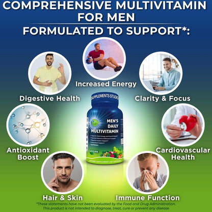 Tägliches Multivitamin für Männer – Veganes, methyliertes Multivitamin mit Sägepalme, Biotin, Bio-Superfoods, Probiotika & Enzymen – Unterstützung für Energie, Darm & optimale Gesundheit – Leicht zu schluckende Kapseln