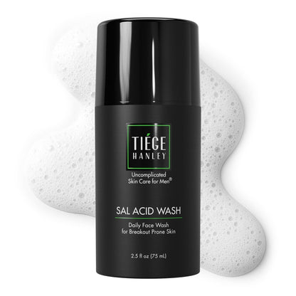 Tiege Hanley Salicylsäure-Reiniger für Männer – Sanfte Tiefenreinigung für zu Akne neigende Haut, entfernt Unreinheiten und kontrolliert Öl, verfeinert Hauttextur und Poren, 2,5 FL Oz