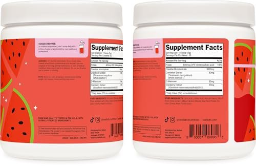 Wellah Creatin für Frauen - Kreatin Monohydrat mit Löwenzahn & Cranberry Extrakt (50 Portionen, Wassermelonen Slush)
