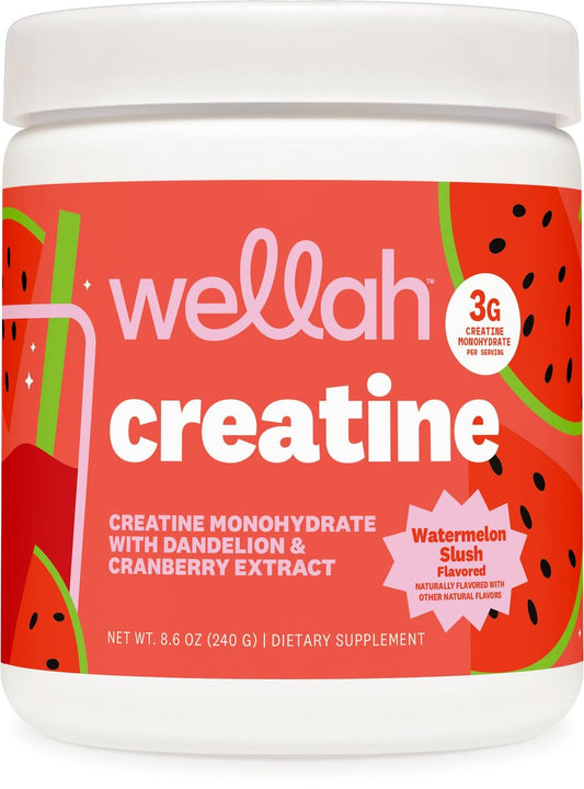 Wellah Creatin für Frauen - Kreatin Monohydrat mit Löwenzahn & Cranberry Extrakt (50 Portionen, Wassermelonen Slush)