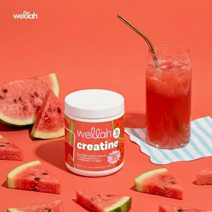 Wellah Creatin für Frauen - Kreatin Monohydrat mit Löwenzahn & Cranberry Extrakt (50 Portionen, Wassermelonen Slush)