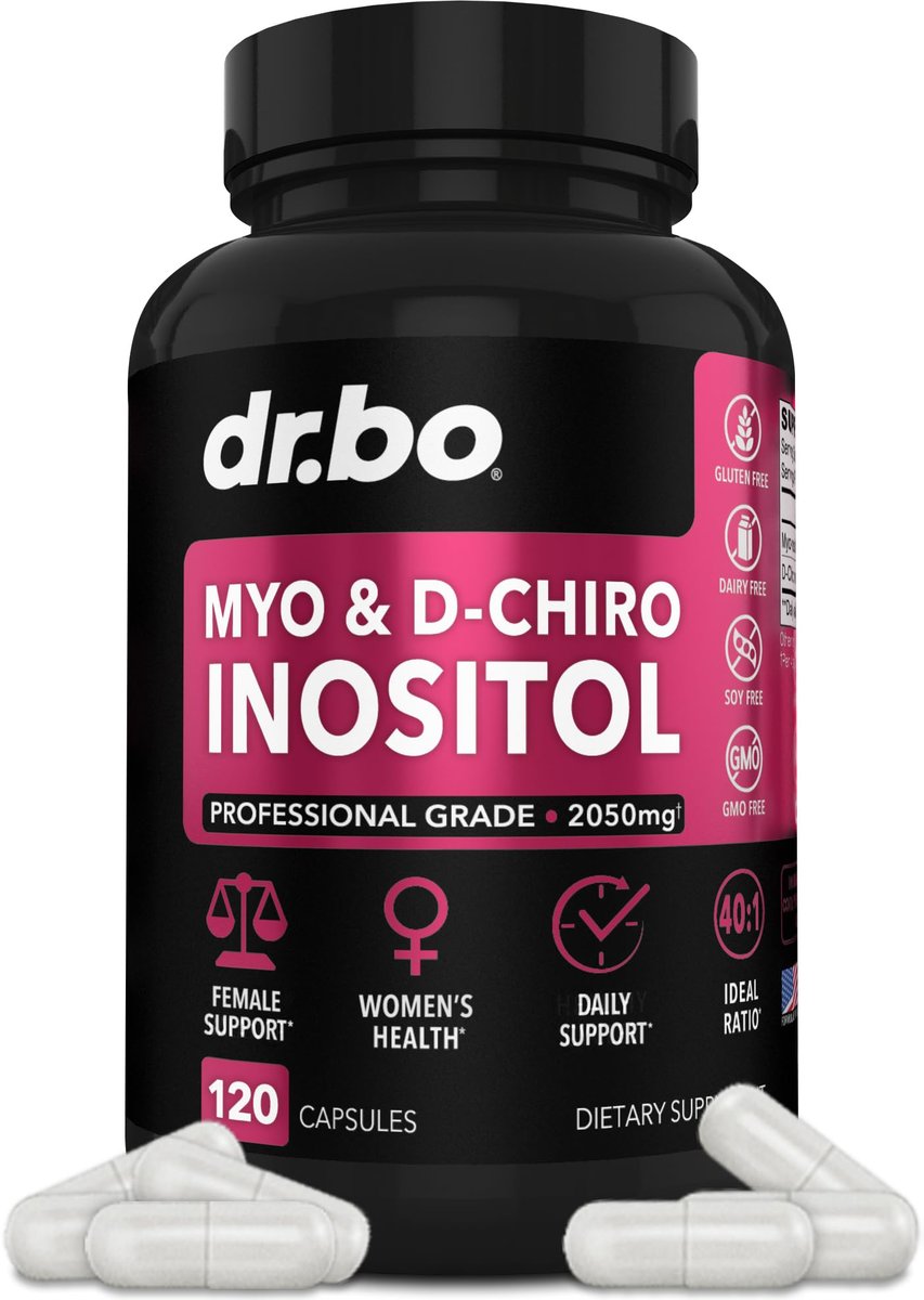 Myo-Inositol & D-Chiro Inositol Kapseln - 40:1 Verhältnis Inositol Supplement für Frauen 2050mg mit Vitamin B8 - Natürliche Nahrungsergänzung für Frauenunterstützung & Frauengesundheit 120 Kapseln