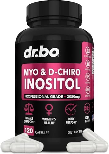 Myo-Inositol & D-Chiro Inositol Kapseln - 40:1 Verhältnis Inositol Supplement für Frauen 2050mg mit Vitamin B8 - Natürliche Nahrungsergänzung für Frauenunterstützung & Frauengesundheit 120 Kapseln