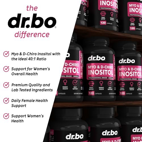 Myo-Inositol & D-Chiro Inositol Kapseln - 40:1 Verhältnis Inositol Supplement für Frauen 2050mg mit Vitamin B8 - Natürliche Nahrungsergänzung für Frauenunterstützung & Frauengesundheit 120 Kapseln