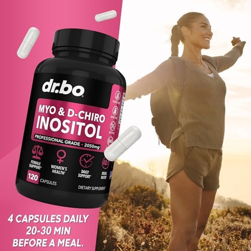 Myo-Inositol & D-Chiro Inositol Kapseln - 40:1 Verhältnis Inositol Supplement für Frauen 2050mg mit Vitamin B8 - Natürliche Nahrungsergänzung für Frauenunterstützung & Frauengesundheit 120 Kapseln
