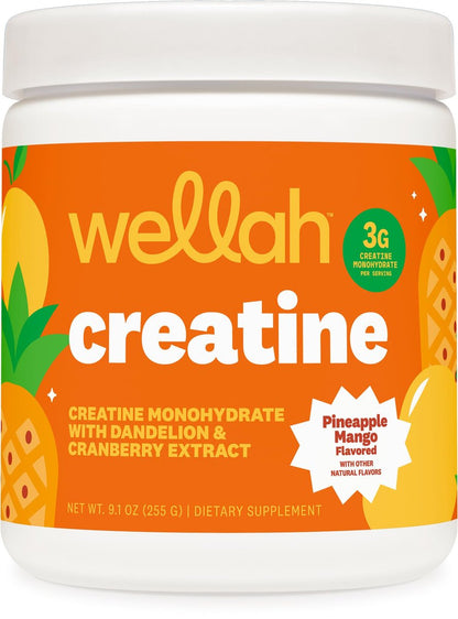 Wellah Creatin für Frauen – Creatin-Monohydrat mit Löwenzahn & Cranberry-Extrakt (50 Portionen, Ananas-Mango)