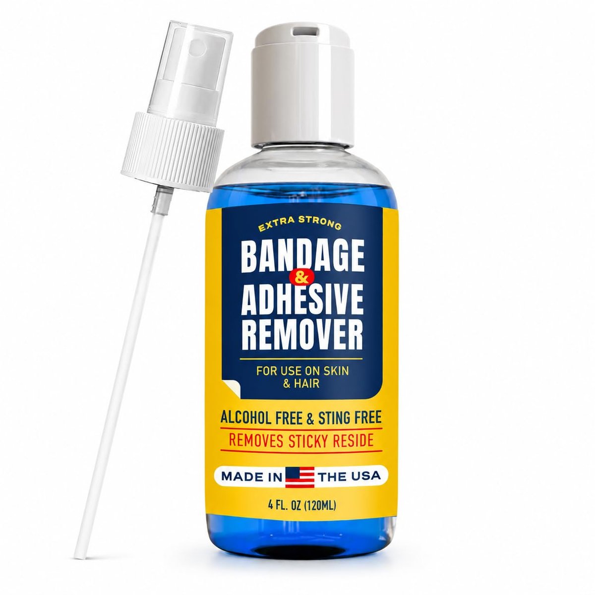 Sting-Free Adhesive Remover - 4 oz Sanfter & Schmerzfreier Pflasterentferner für empfindliche Haut, Sporttape, Dialysezugänge, kontinuierliche Blutzuckermessung und Stomaversorgung