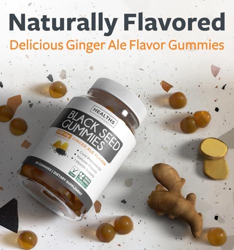 Schwarzkümmelöl Gummibärchen mit natürlichem Ingwer-Ale-Geschmack – 500 mg pro 2er-Portion, nicht-GVO, vegan
