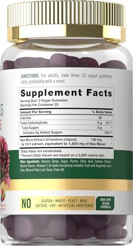 Carlyle Sea Moss Gummies – 70 Stück | Erdbeer-Blaubeer-Geschmack | Vegan, Non-GMO, Glutenfrei