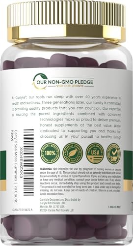 Carlyle Sea Moss Gummies – 70 Stück | Erdbeer-Blaubeer-Geschmack | Vegan, Non-GMO, Glutenfrei