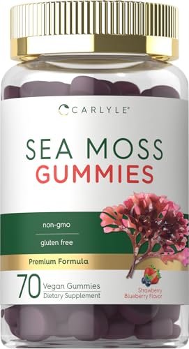 Carlyle Sea Moss Gummies – 70 Stück | Erdbeer-Blaubeer-Geschmack | Vegan, Non-GMO, Glutenfrei