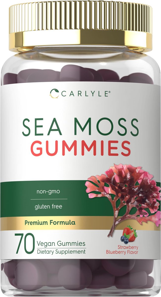 Carlyle Sea Moss Gummies – 70 Stück | Erdbeer-Blaubeer-Geschmack | Vegan, Non-GMO, Glutenfrei